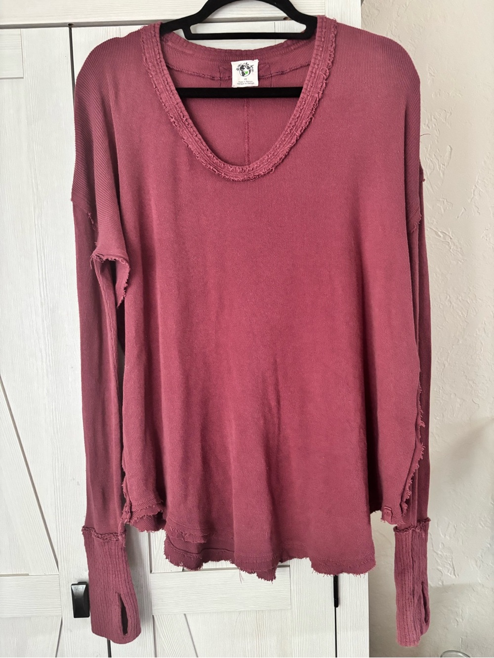 Free people We the Free Colby slouchy long sleeve raw hem top Sz XS - Picture 3 of 11